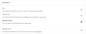 Google Analytics Permissions